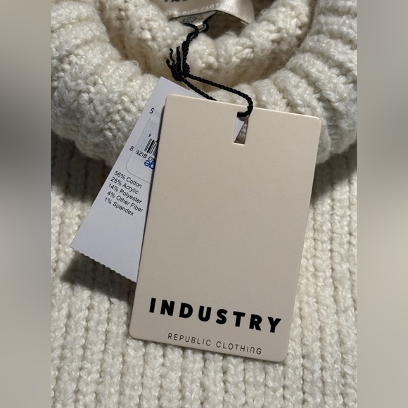 Industry Republic Women's Pink & Ivory Acrylic/Viscose Striped Knit Sweater NEW - Picture 6 of 14